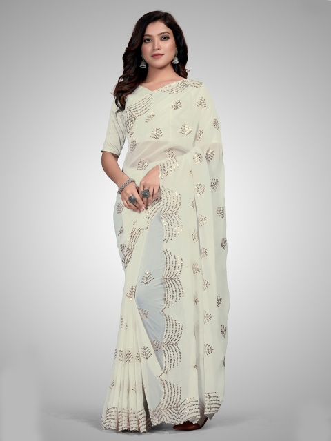 Granthva Fab Cream-Coloured Embellished Sequinned Pure Georgette Ready to Wear Saree
Granthva Fab Cream-Coloured Embellished Sequinned Pure Georgette Ready to Wear Saree