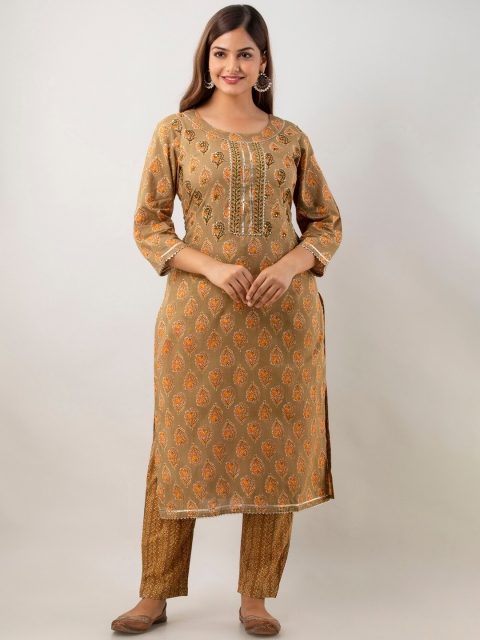 Lee Moda Women Yellow Ethnic Motifs Printed Layered Kantha Work Pure Cotton Kurti with Trousers
Lee Moda Women Yellow Ethnic Motifs Printed Layered Kantha Work Pure Cotton Kurti with Trousers