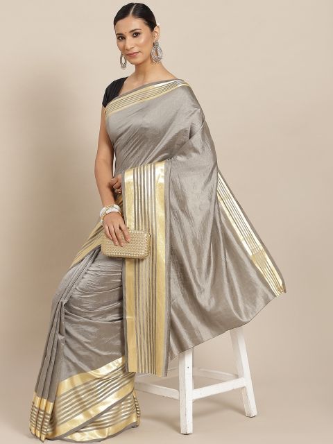 Ishin Grey Solid Saree