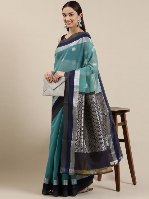 The Chennai Silks Blue & Silver-Toned Woven Design Zari Silk Cotton Fusion Maheshwari Saree
The Chennai Silks Blue & Silver-Toned Woven Design Zari Silk Cotton Fusion Maheshwari Saree
