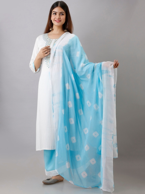 BARKHA FAB Women White Ethnic Motifs Striped Thread Work Kurta with Palazzos & With Dupatta
BARKHA FAB Women White Ethnic Motifs Striped Thread Work Kurta with Palazzos & With Dupatta