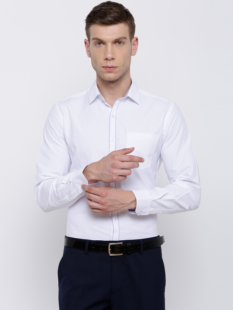 Mark Taylor Men White Slim Fit Solid Formal Shirt