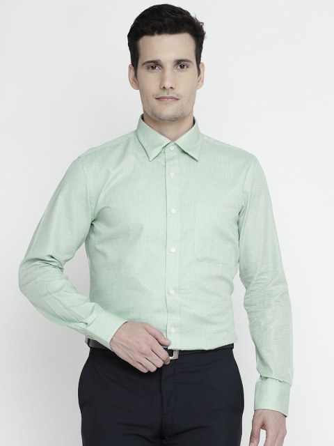 Raymond Men Green Contemporary Fit Self-Design Formal Shirt