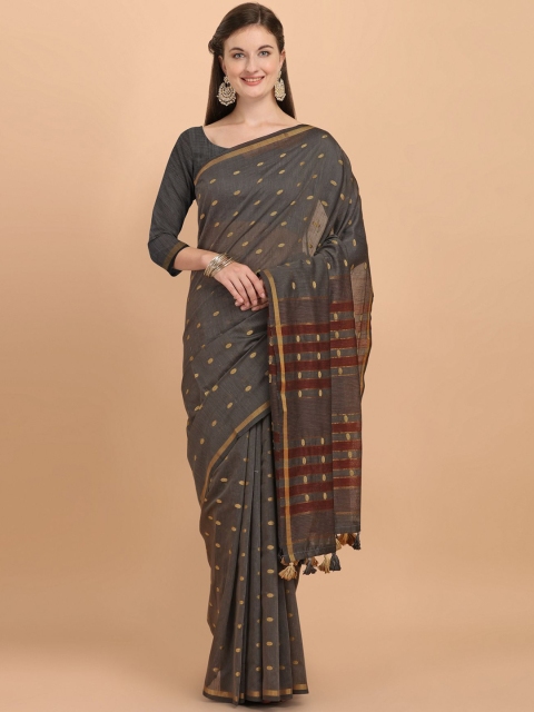 VISHNU WEAVES Charcoal & Coffee Brown Woven Design Zari Pure Cotton Sambalpuri Saree
VISHNU WEAVES Charcoal & Coffee Brown Woven Design Zari Pure Cotton Sambalpuri Saree