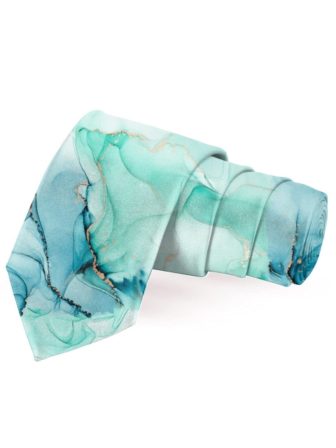 Blacksmith Men Green & Blue Printed Broad Tie