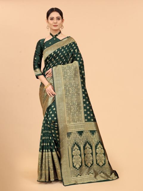 WELL WORN Green & Gold-Toned Woven Design Zari Silk Cotton Ready to Wear Banarasi Saree
WELL WORN Green & Gold-Toned Woven Design Zari Silk Cotton Ready to Wear Banarasi Saree
