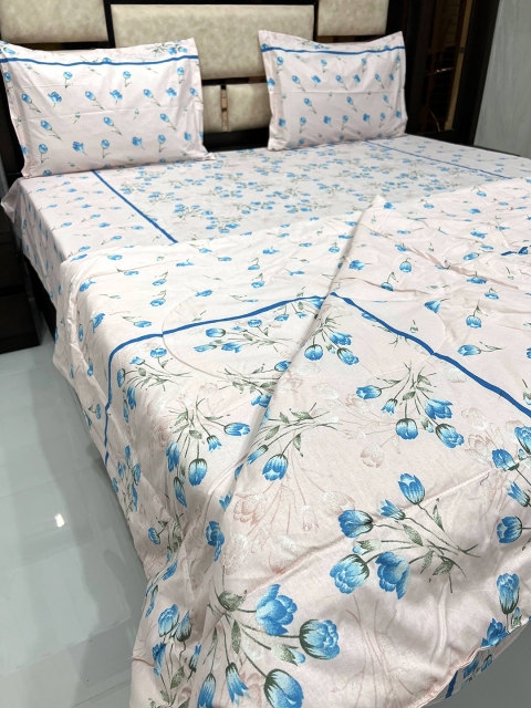 Pure Decor Pink & Blue Printed 250TC Pure Cotton Double King Bedding Set, Off white
Pure Decor Pink & Blue Printed 250TC Pure Cotton Double King Bedding Set, Off white