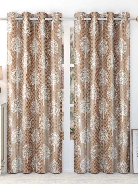 Slushy Mushy Set of 2 Brown & Off White Floral Door Curtain