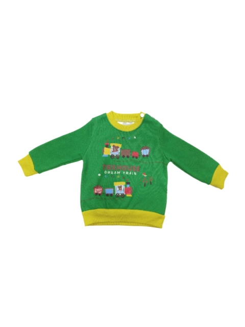 Camey Kids Green Printed Sweatshirt