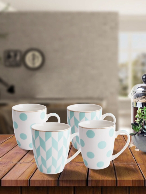 House Of Accessories White & Sea Green Geometric Printed Ceramic Glossy Mugs Set of 4
House Of Accessories White & Sea Green Geometric Printed Ceramic Glossy Mugs Set of 4