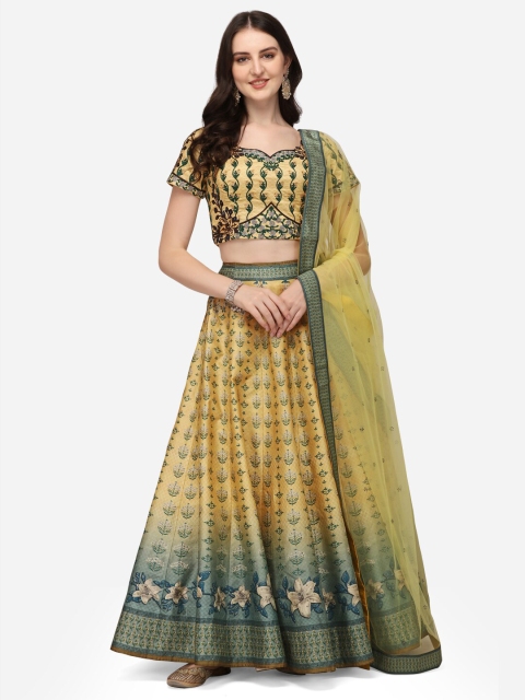 SAPTRANGI Yellow & Grey Embroidered Semi-Stitched Lehenga & Unstitched Blouse With Dupatta
SAPTRANGI Yellow & Grey Embroidered Semi-Stitched Lehenga & Unstitched Blouse With Dupatta