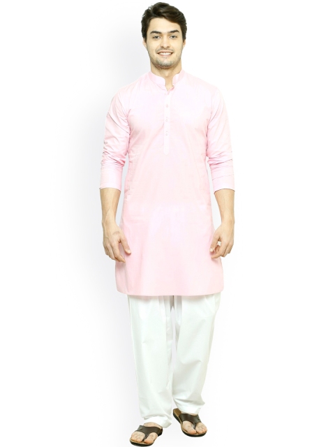 See Designs Men Pink Solid Straight Kurta