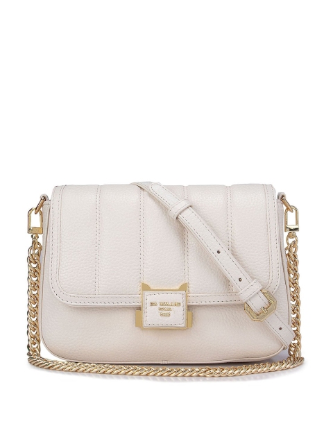 Da Milano White Leather Structured Sling Bag with Quilted