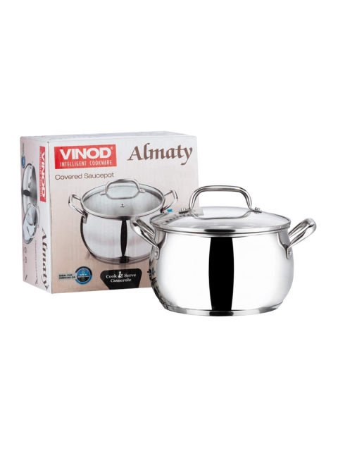 Vinod Silver-Toned Solid Stainless Steel Induction Friendly Casserole With Glass Lid
Vinod Silver-Toned Solid Stainless Steel Induction Friendly Casserole With Glass Lid