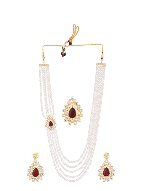 Efulgenz Gold-Plated White & Maroon Stone-Studded & Beaded Traditional Jewellery Set
Efulgenz Gold-Plated White & Maroon Stone-Studded & Beaded Traditional Jewellery Set