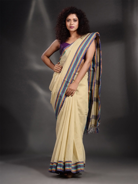 Arhi Off White & Grey Woven Design Pure Cotton Saree