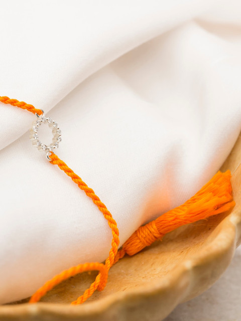 CRAYTON Men 925 Silver Coloured, Orange Coloured & White Diamond Studded Thread Rakhi
CRAYTON Men 925 Silver Coloured, Orange Coloured & White Diamond Studded Thread Rakhi