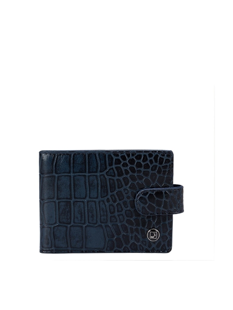 Da Milano Men Blue Abstract Textured Leather Money Clip