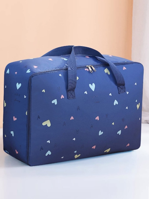 HOUSE OF QUIRK Blue Printed Oversized Storage Bag