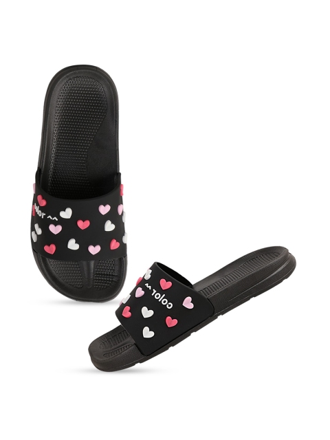 Try Me Women Black & Red Printed Sliders