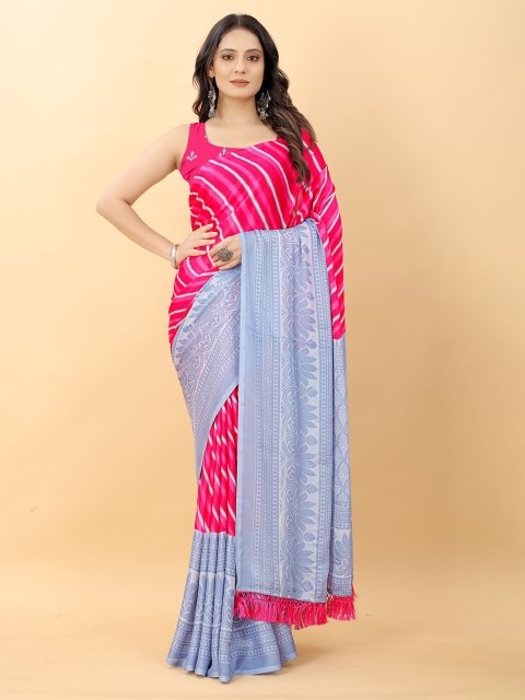 RACHNA Pink & Blue Ethnic Motifs Saree