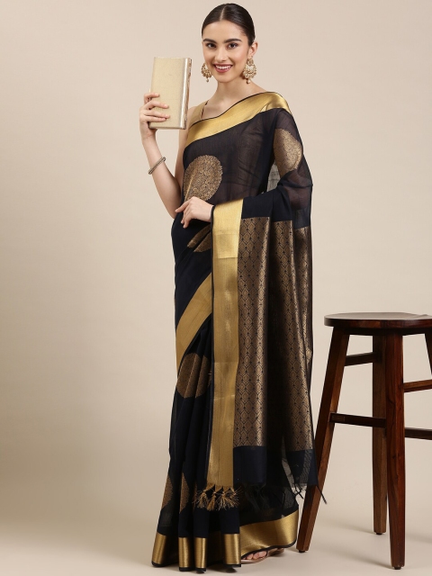 The Chennai Silks Black & Gold-Toned Ethnic Motifs Zari Silk Cotton Maheshwari Saree
The Chennai Silks Black & Gold-Toned Ethnic Motifs Zari Silk Cotton Maheshwari Saree