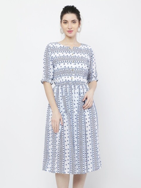 WinEra White Georgette Midi Dress