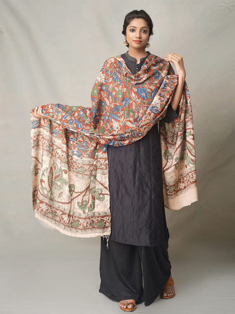 Unnati Silks Coral & Green Ethnic Motifs Printed Pure Cotton Kalamkari Dupatta 
Unnati Silks Coral & Green Ethnic Motifs Printed Pure Cotton Kalamkari Dupatta