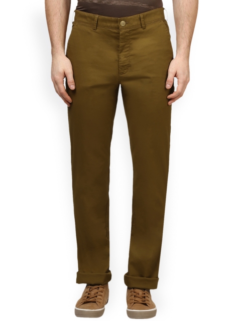 ColorPlus Men Brown Regular Fit Self Design Regular Trousers