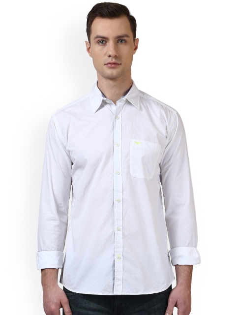 Park Avenue Men White Slim Fit Solid Casual Shirt