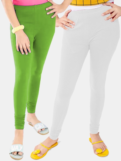 FRENCH KLEIDER Girls solid White & Green Pack of 2 Solid Cotton Churidar-Length Leggings
FRENCH KLEIDER Girls solid White & Green Pack of 2 Solid Cotton Churidar-Length Leggings