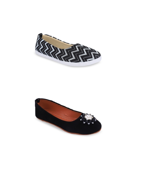 FABBMATE Women Black Bows Flats