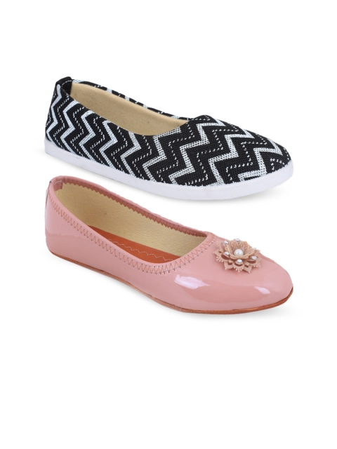FABBMATE Women Pack of 2 Bows Flats, Blue