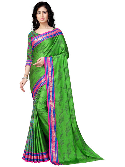 VENISA Green & Pink Floral Bagh Saree 
VENISA Green & Pink Floral Bagh Saree