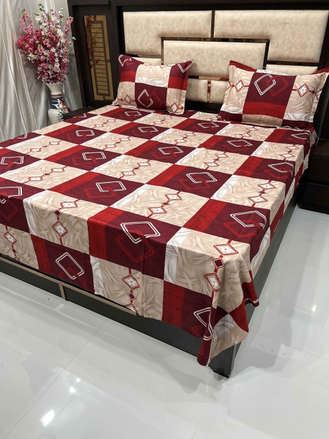 Pure Decor Red & Peach-Coloured Geometric 400 TC Queen Bedsheet with 2 Pillow Covers
Pure Decor Red & Peach-Coloured Geometric 400 TC Queen Bedsheet with 2 Pillow Covers