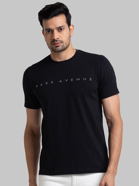 Park Avenue Men Black Typography Slim Fit T-shirt