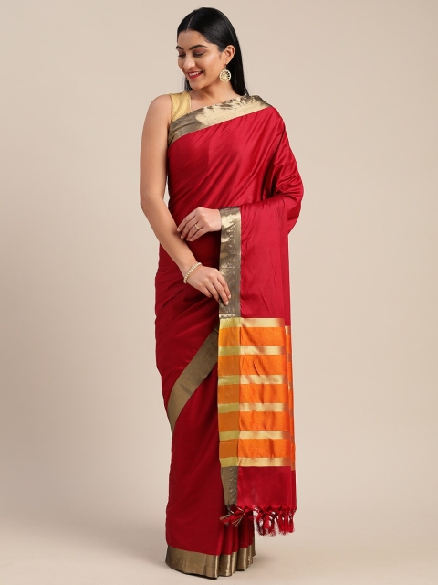 Mitera Red & Orange Zari Patola Saree