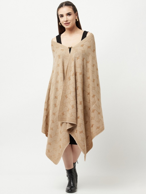 Knitstudio Women Cream-Colored Woven-Design Shawl