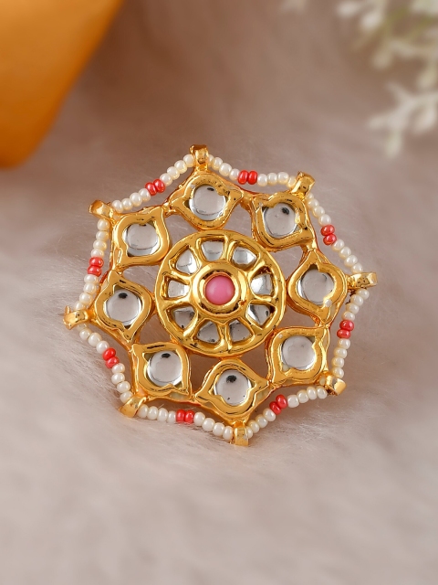 DASTOOR Gold-Plated White & Pink Kundan-Studded & Beaded Meenakari Adjustable Finger Ring
DASTOOR Gold-Plated White & Pink Kundan-Studded & Beaded Meenakari Adjustable Finger Ring