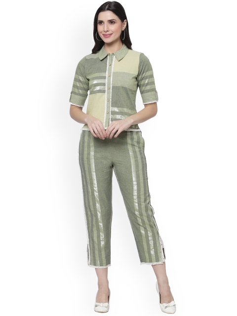 bellamia Women Yellow & Green Co-Ords
