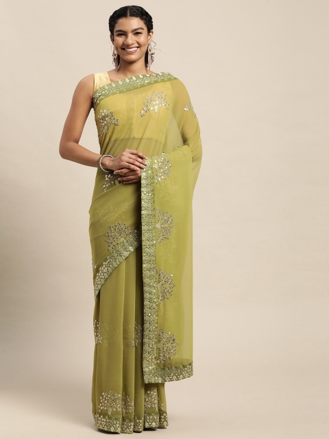 Mitera Green & Silver-Toned Embellished Sequinned Pure Georgette Ready to Wear Saree
Mitera Green & Silver-Toned Embellished Sequinned Pure Georgette Ready to Wear Saree