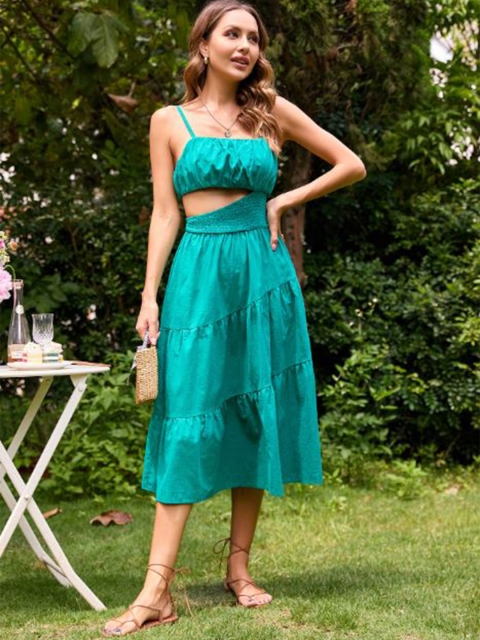 La Aimee women Green shoulder straps Dress