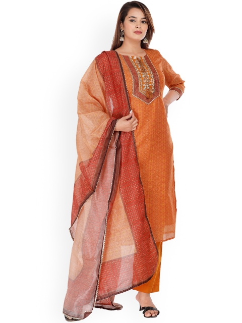 EtnicaWear Women Orange Chanderi cotton Embroidered Work Printed Kurta, Pyjama & Dupatta
EtnicaWear Women Orange Chanderi cotton Embroidered Work Printed Kurta, Pyjama & Dupatta