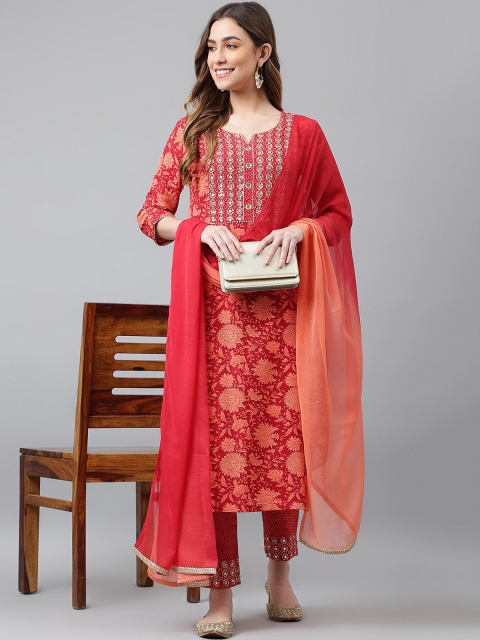 Khushal K Women Orange Ethnic Motifs Printed Panelled Kurta with Palazzos & With Dupatta
Khushal K Women Orange Ethnic Motifs Printed Panelled Kurta with Palazzos & With Dupatta