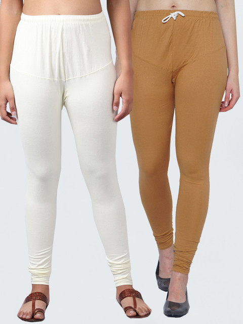 GRACIT Women Pack Of 2 Beige & White Solid Cotton Churidar-Length Leggings
GRACIT Women Pack Of 2 Beige & White Solid Cotton Churidar-Length Leggings