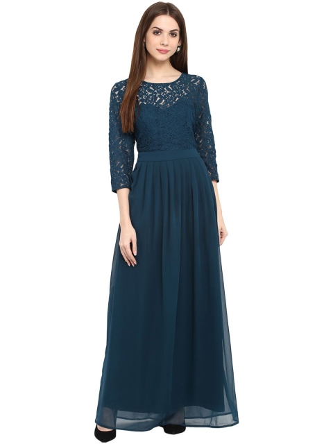 La Zoire Green Georgette Maxi Dress