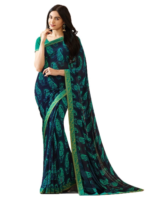 Zainab chottani Women Navy Blue & Gold-Toned Paisley Pure Georgette Block Print Saree
Zainab chottani Women Navy Blue & Gold-Toned Paisley Pure Georgette Block Print Saree