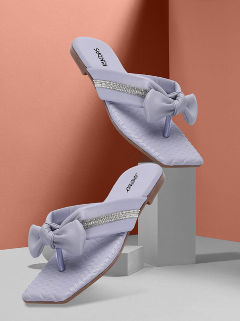RINDAS Women Purple Textured Bows Open Toe Flats 
RINDAS Women Purple Textured Bows Open Toe Flats