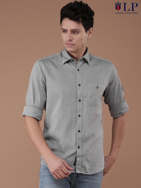 Louis Philippe Sport Grey Tailored Fit Casual Shirt
