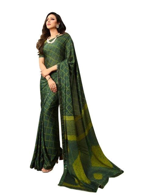 Zainab chottani Green Bandhani Pure Georgette Saree